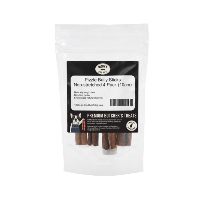 Digby's Dog Deli Non-Stretched Pizzle Bully Sticks Dog Chews - 10cm, 4 Pack