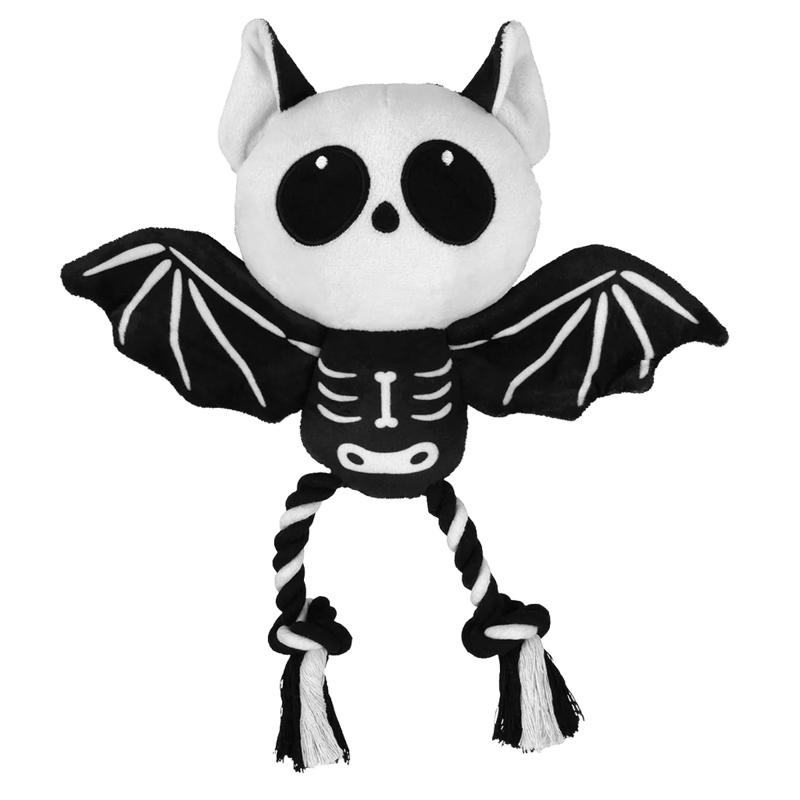 Spooky Skeleton Bat Plush & Rope Dog Toy