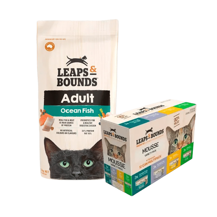 Leaps & Bounds Cat Ocean Fish 1.5kg Dry & Wet Mousse Bundle