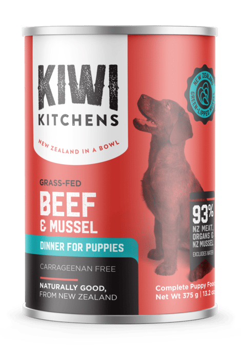 Kiwi Kitchens Beef & Mussel Puppy Wet Dog Food - 375g X 12 (Tray)