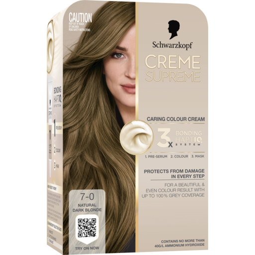 Schwarzkopf Creme Supreme Natural Dark Blonde Hair Dye 7-0 Permanent Each