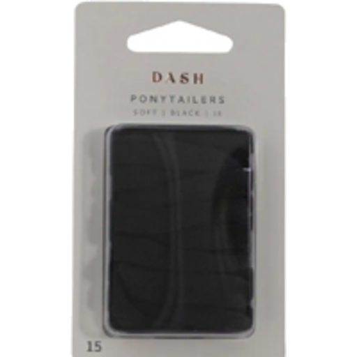 Dash Ponytailers Black 15 Pack