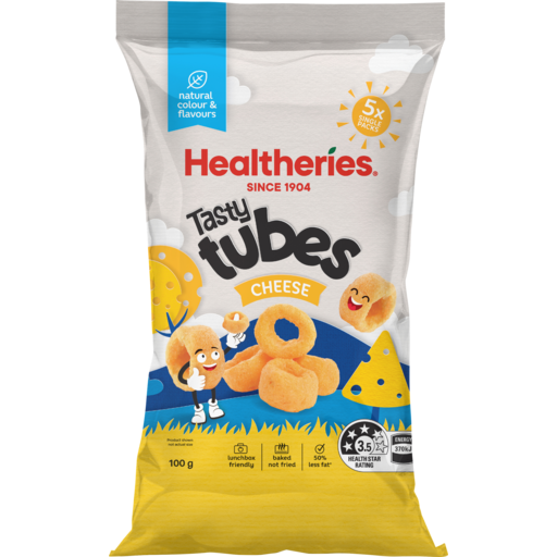 Healtheries Kids Corn Snacks Tasty Cheese Tube 5 Pack