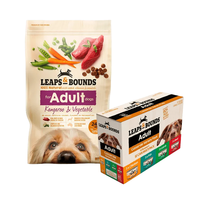 Leaps & Bounds Dog Kangaroo And Vege 3.2kg Dry & Wet Variety Bundle