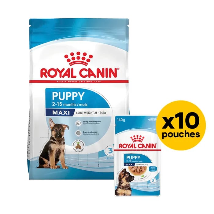 Royal Canin Puppy Maxi 4kg Dry & Wet Gravy Bundle