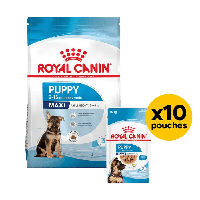 Royal Canin Puppy Maxi 4kg Dry & Wet Gravy Bundle