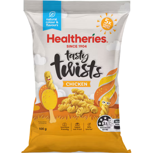 Healtheries Kids Corn Snacks Tasty Chicken Twist 5 Pack