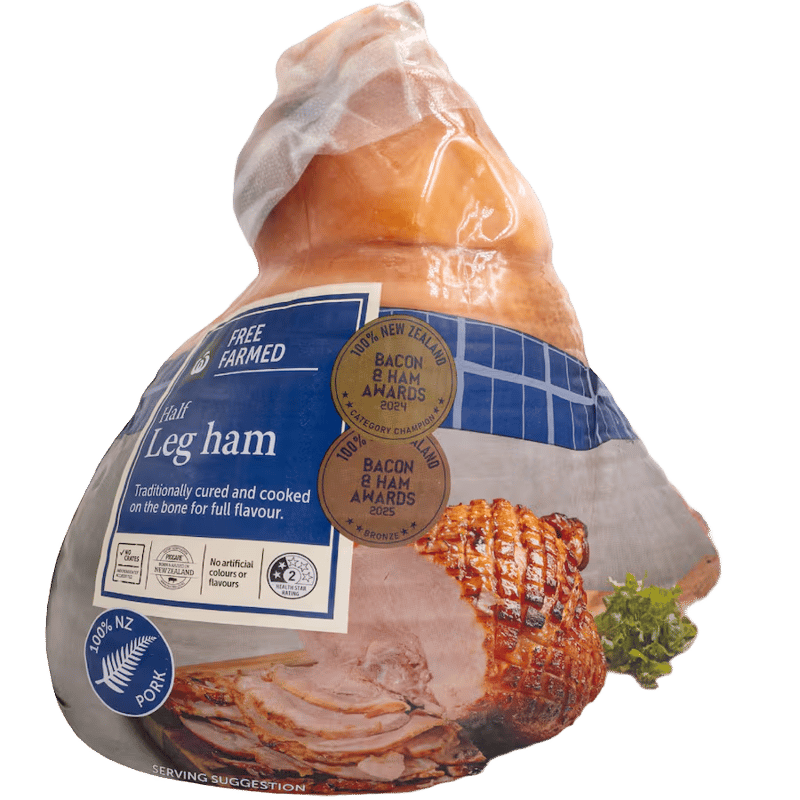 Woolworths NZ Free Farmed Half Leg Ham Cooked On The Bone