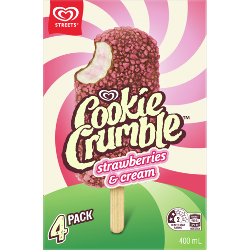 Streets Cookie Crumble Reduced Fat Ice Cream Strawberries & Cream 4 Pack