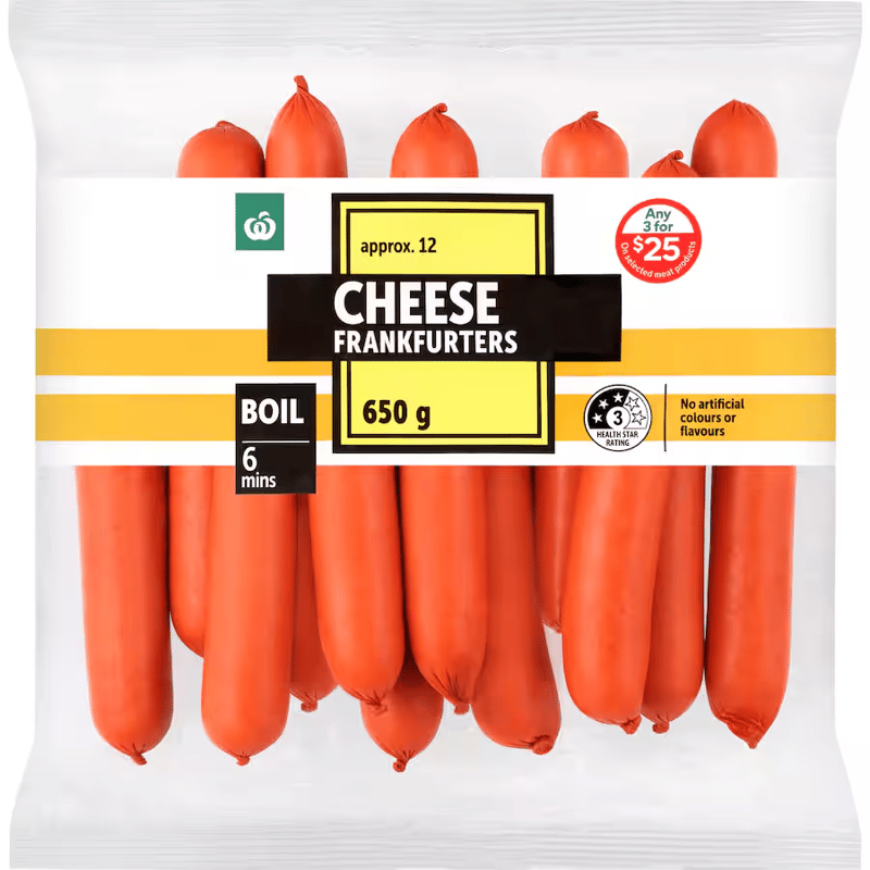 Woolworths Frankfurters Cheese