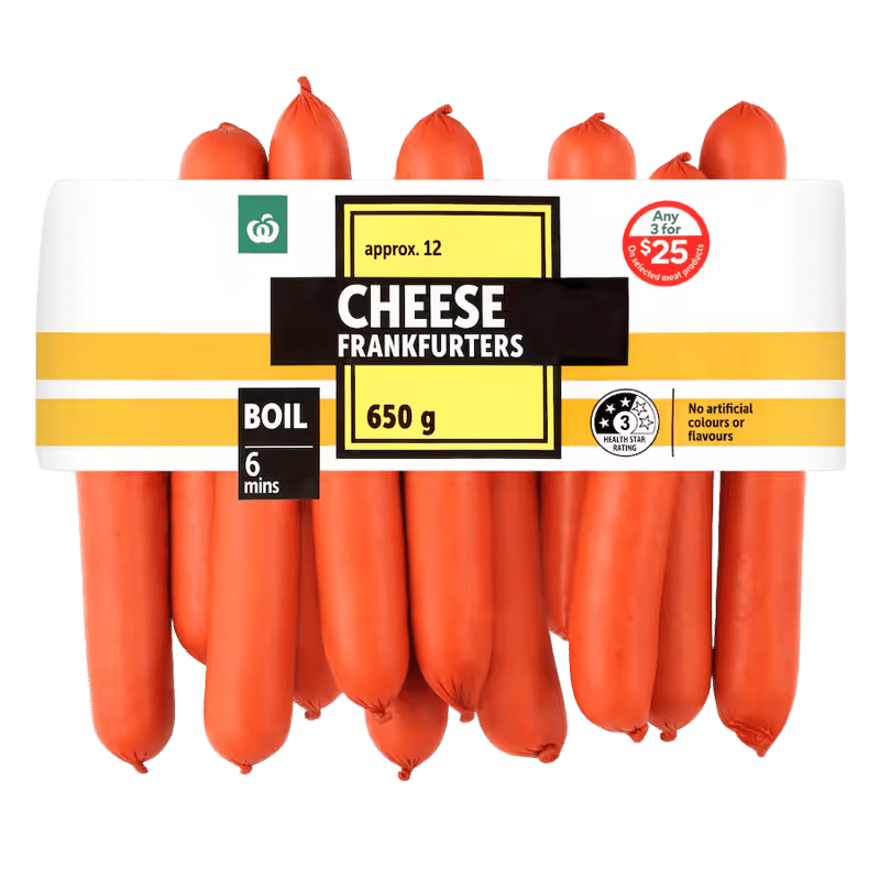 Woolworths Frankfurters Cheese