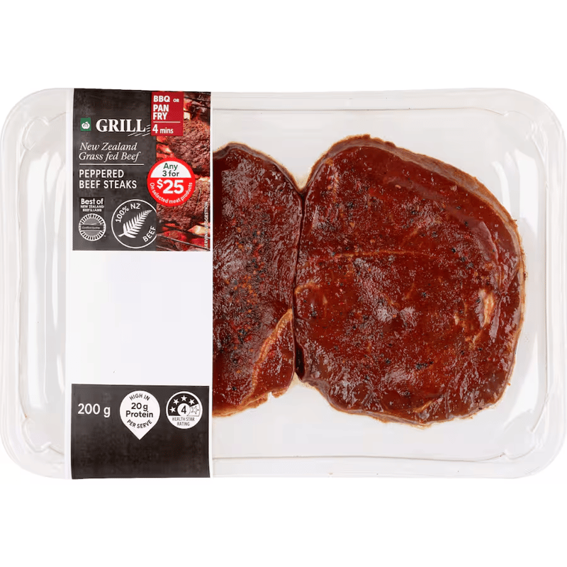 Woolworths Beef Steaks Peppered