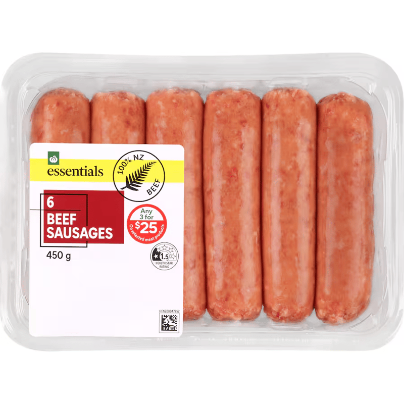 Woolworths Essentials Beef Sausages
