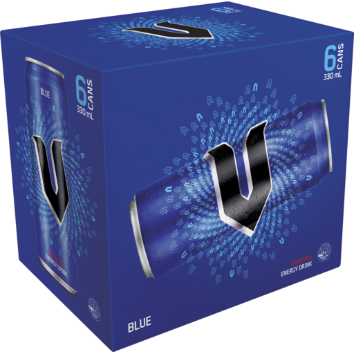 V Energy Drink Blue Can 6 X 330ml Cans