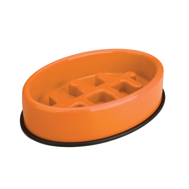 M-Pets Fishbone Non-Slip Slow Feed PET Food Bowl - Orange