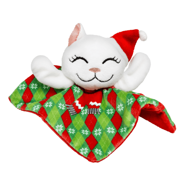 Kong Holiday Crackles Santa Kitty Argyle Cat Toy - Red