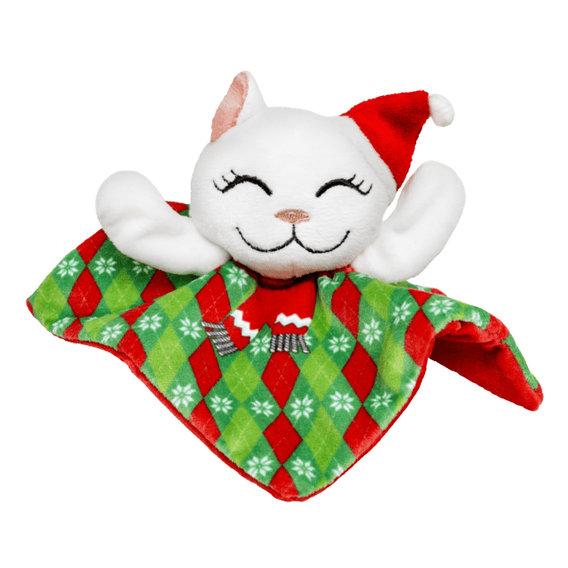 Kong Holiday Crackles Santa Kitty Argyle Cat Toy - Red