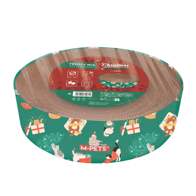 M-Pets Christmas Frosty Mix Cardboard Cat Scratcher - Medium