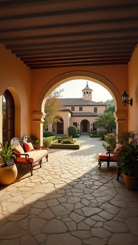 Sun-Drenched Courtyard in a Spanish Hacienda Mobile Preview