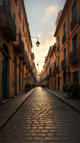 A Charming Cobblestone Street in a Historic European Town Mobile Preview