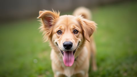 Cheerful Corgi Smiling on Green Lawn Desktop Preview