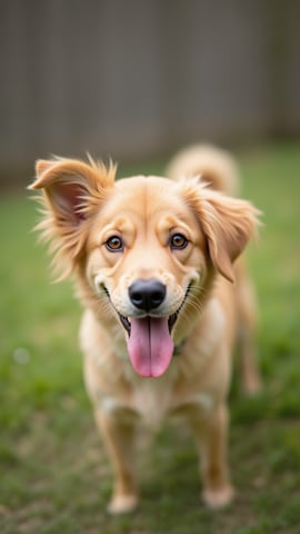 Cheerful Corgi Smiling on Green Lawn Mobile Preview
