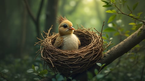 A Close-Up of a Bird’s Nest with Eggs Desktop Preview