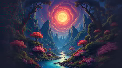 Colorful Alien Jungle on a Distant Planet Desktop Preview