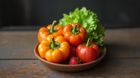 Colorful Farmer’s Market Vegetables on Rustic Table Desktop Preview