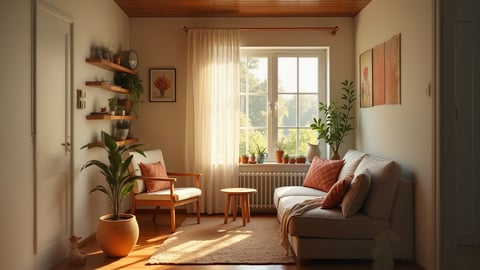 A Cozy, Sunlit Breakfast Nook with Daisies Desktop Preview