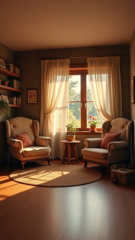 A Cozy Reading Nook by a Sunny Window Mobile Preview