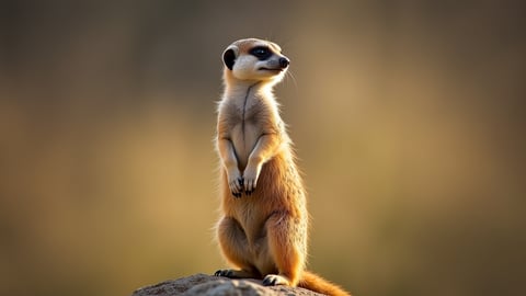 A Cute and Curious Meerkat Standing Guard Desktop Preview