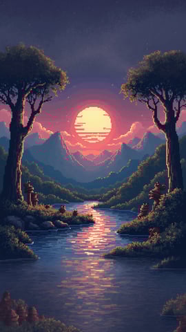 A Cute and Pixelated Retro Video Game Scene Mobile Preview