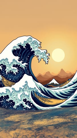 Digital Great Wave: Modern Palette Mobile Preview