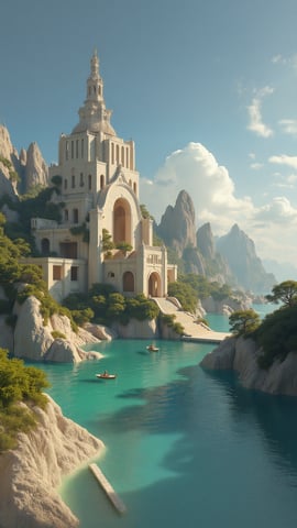 Fantastical Cliffside Library Mobile Preview