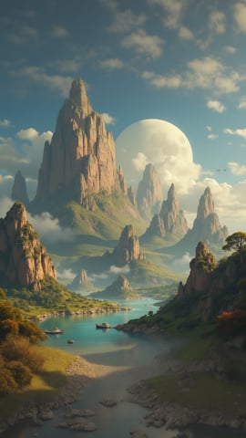 Fantasy Landscape with Floating Islands Mobile Preview