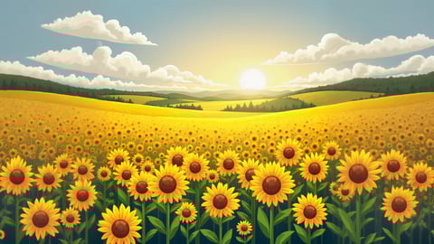 Field of Bright Yellow Rapeseed Under a Summer Sky Desktop Preview