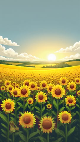 Field of Bright Yellow Rapeseed Under a Summer Sky Mobile Preview