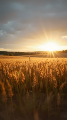 Golden Wheat Field Under Summer Sky Mobile Preview