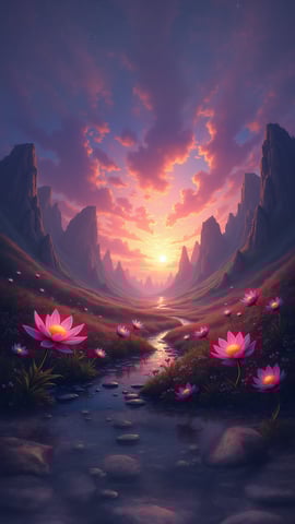 A Field of Magical Glowing Flowers Mobile Preview