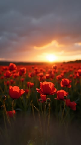 A Field of Poppies at Sunset Mobile Preview