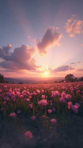 Purple Wildflowers and Pink Clouds Mobile Preview