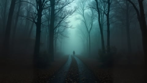 Forest Floor Engulfed in Thick Fog Desktop Preview