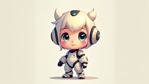 Friendly Cartoon Robot Waving Cheerfully Desktop Preview