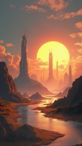 Futuristic Cityscape: Gleaming White Towers and Flying Vehicles Mobile Preview