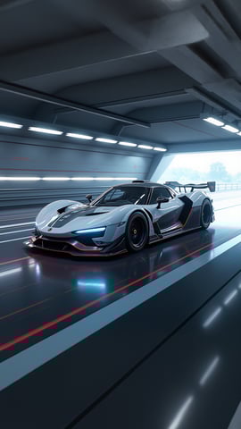 Sleek White Futuristic Racing Vehicle with Cyan Lights Mobile Preview