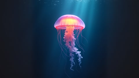 Glowing Ethereal Jellyfish with Colorful Tentacles Mobile Preview