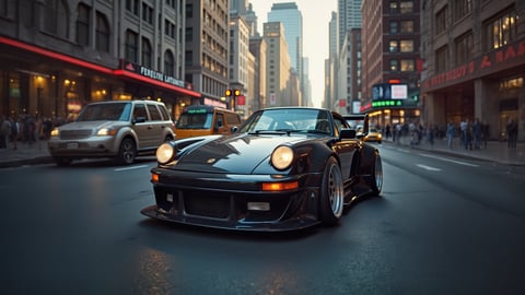 Urban Grit: Tuned Porsche 911 in the Cityscape Desktop Preview