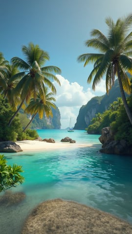 Pink Flamingos in Turquoise Lagoon Mobile Preview