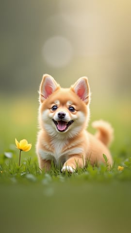 Happy Shiba Inu in a Field of Flowers Mobile Preview